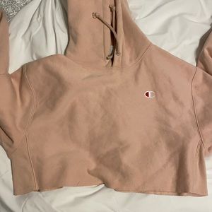 cropped pink champion hoodie